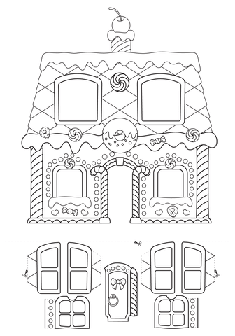 Create Gingerbread House With Surprise Coloring Page